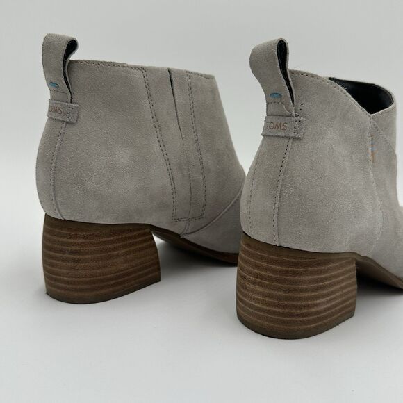 TOMS Leilani Drizzle Grey Suede Ankle Boots Women's Size 7 Western Chunky Heel - Picture 7 of 14